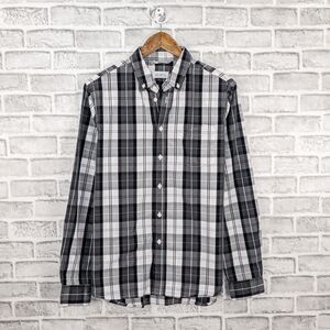 SATURDAYS NYC Men's Long Sleeve Button Down Shirt Gray Plaid Size M